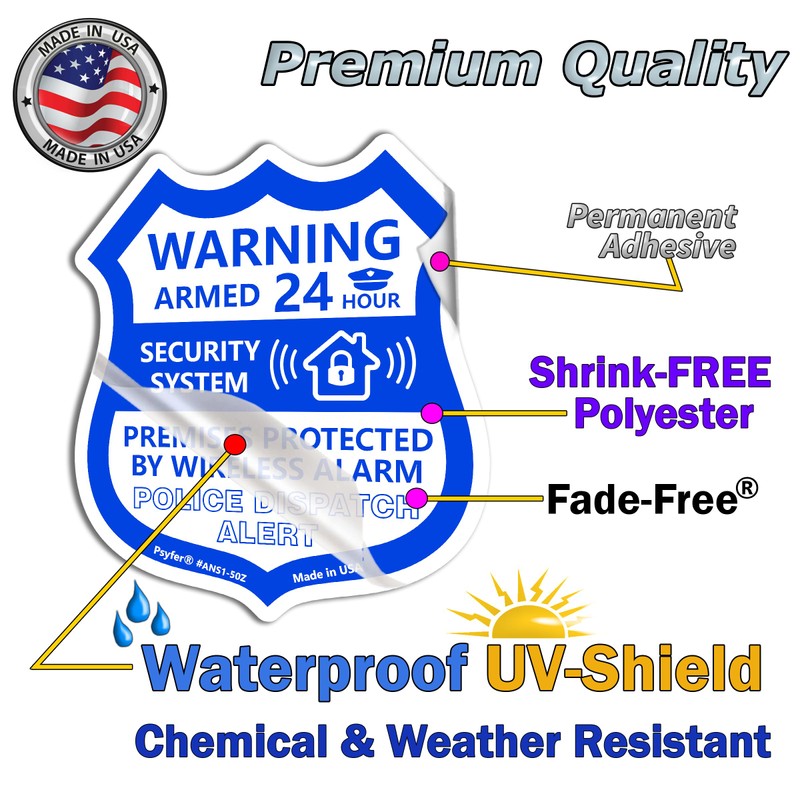 Psyfer® (Fade-Free) 6 Pack - Small Alarm Security Outdoor UV