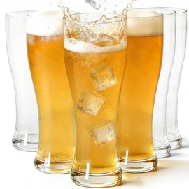 Etolies 18 oz Pilsner Beer Glasses Set of 6 Beer pint glasses，Large Capacity Beer Cup, highball Glasses，Glasses Drinking Set，Dishwasher Safe，Classic Clear Beer Mug Gifts for Men
