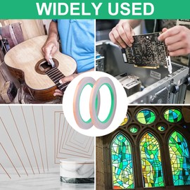 Pilarmuture 2Pcs 6mm Copper Foil Tape,Solder Guitar Copper Foil Strip with Stained Glass Plastic Burnisher,Copper Tape for Conductive Adhesive Guitar Repair,Electrical Repair,Paper Circuit ﻿