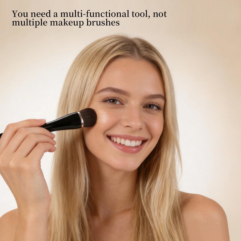 ACMEBEAUTY Angled Foundation Brush for Liquid Cream Blending, Black, 1Pcs