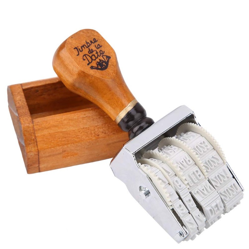 Qiilu Wooden Date Stamp Wood Date Date Date Time Antique