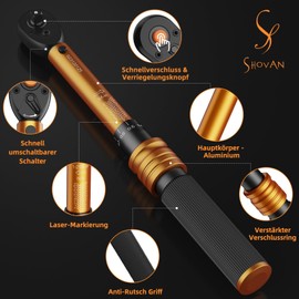 ss shovan Drehmomentschlssel Fahrrad 1/4 Zoll, 1-25 Nm, 3% Fehlergenauigkeit, 72 Z?hne Ratsche, 33TLG Torque Wrench Set fr Motorrad und Bike, inklusive Verl?ngerungsstangen, 1/4"- 3/8" Adapter, Stecknsse