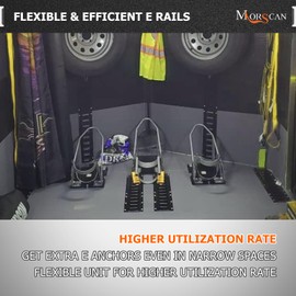 MorScan E-Track Tie Down Rail Kit, 8 Pack 1 ft Black Powder-Coated Steel Rails for Secure Cargo & Heavy Loads in Trucks, Trailers, Vans, Flatbeds, Garages, Motorcycle Tie Downs, ATV Mountings