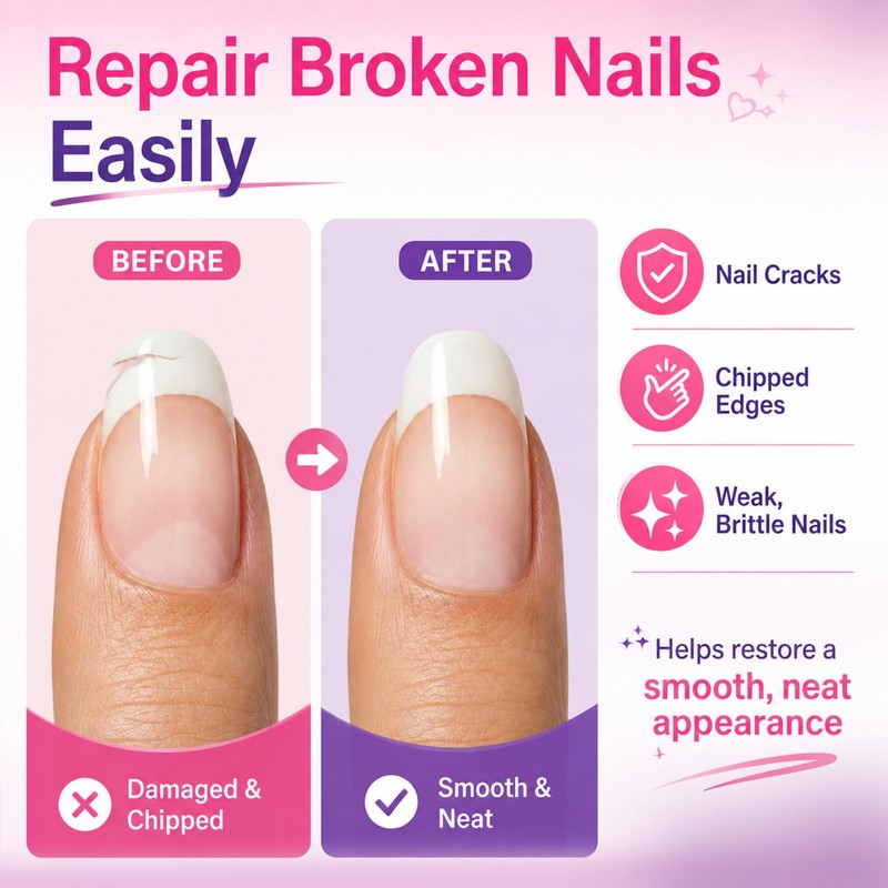 Broken Nail Repair Kit for Cracked, Split and Torn Fingernails