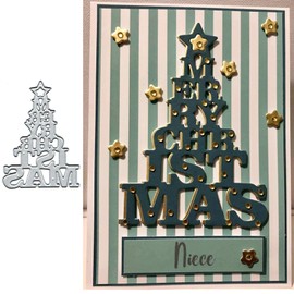 Star Christmas Tree Metal Die Cuts,Merry Christmas Tree Word Snowflake Card Cutting Dies Cut Stencils DIY Scrapbooking Album Decorative Embossing Paper Dies Festival Card Making