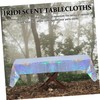 jojofuny 4pcs Holographic Foil Tablecloths Iridescent Plastic Rectangle Covers for