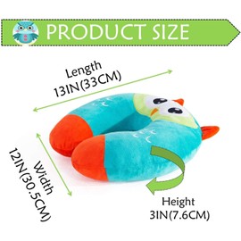 Kids Travel Pillow, Super Comfort Baby Head Neck Pillow Kids for Toddler on Airplane, Bus, Train at Home, U-Shaped Teal Neck Pillow for Travelling, Child Size,Owl