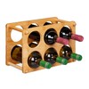 Relaxdays Bamboo Wine Rack, 6 Bottles, Wine Stand for Kitchen,