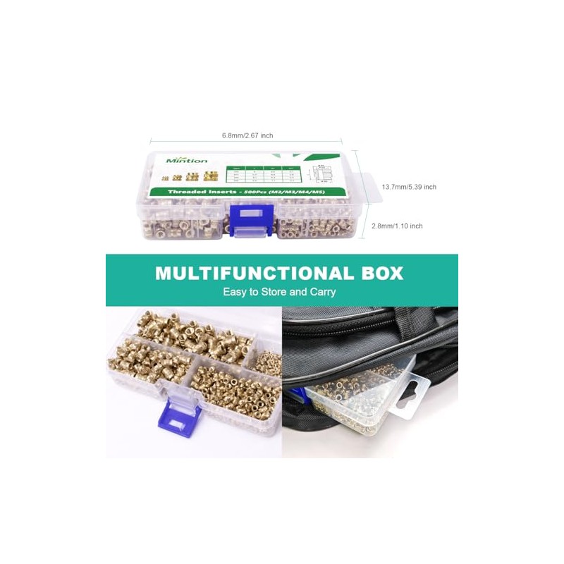 Kit de 500 piezas de insertos roscados para ajuste térmico