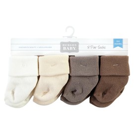 Hudson Baby Unisex Baby Cotton Rich Newborn and Terry Socks, Solid Beige Brown, 0-6 Months