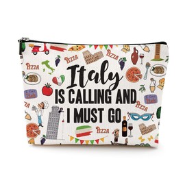 DJHUNG Italy Travel Gift Cosmetic Bag Italy Lover Gifts Makeup Bag Italy Themed Gifts for Italy Traveller Women Friends Sister Birthday Christmas Italian Bachelorette Party Favors Girls Trip Gifts