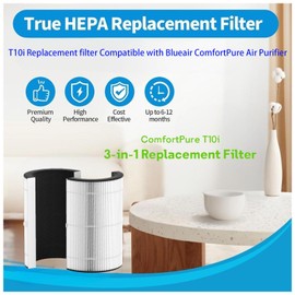 T10i filter Replacement Compatible with Blueair T10i Air Purifier, 3-in-1True HEPA Activated Carbon Filter. 2 Pack
