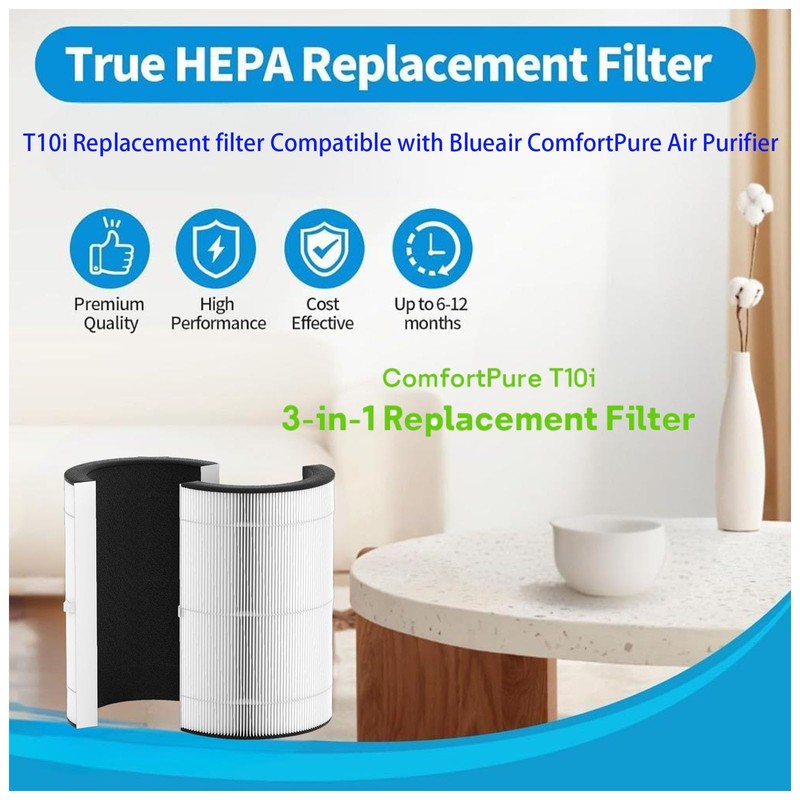 T10i filter Replacement Compatible with Blueair T10i Air Purifier, 3-in-1True