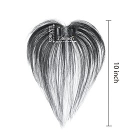 Meiverah Clip in Bangs Clip In Hair Extensions 100% Baby Hair Human Hand Made Natural Forehead Patch No Trace Patch Hairline for Women(Hand Made, 10") (Natural Black, 1.57"x2.36")