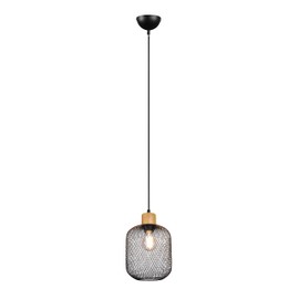 Reality Leuchten Calimero R30561032 Pendant Light Metal Black Matt Wood Exclusive 1x E27