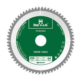 METAK HM Circular Saw Blade 210 x 30 mm, 64 Teeth for Wood - Compatible with Metabo, Bosch & Many Other Brands Saw Blade 210 mm Precise Cuts in Wood Materials