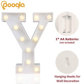 Pooqla LED Marquee Letter Lights Sign, Light Up Alphabet Letter for Home Party Wedding Decoration Y