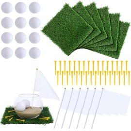 MiniInflat 25 Pcs Golf Party Table Decorations Kit Includes 6 Artificial Grass Mats 12 Mini Golf 32 Golf Tees 6 Golf Banner Decorations for DIY Rugby Golf Favors