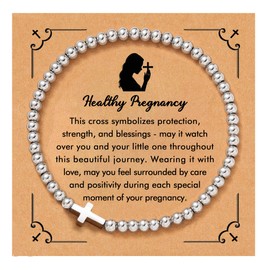 RZKING Pregnancy Gifts for Expecting Mom, Cross Beaded Bracelet New Mom Gifts, Pregnancy Must Haves Gift for Pregnant Women (Pregnancy)