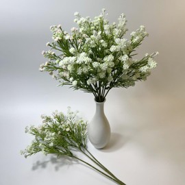 6Pcs Artificial Babys Breath Flowers Real Touch Silk Gypsophila Bouquet for Wedding Party Home Garden Decoration (White)