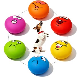 HOLYSTEED Latex Squeaky Dog Toys for Small Dogs, Mini Breed, 2.2" Flat Ball