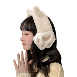 Winter Ear Warmer Cute Cat Outdoor Warm Earmuffs Faux Furry Winter Ear Muffs Warm Ear Covers Fur Adjustable Winter Earmuffs Headband Fluffy Ear Warmer Ski Earmuffs for Women Girls One Size