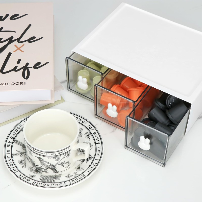 QWORK® Stackable Tea Organiser 23 x 17 x 8 cm