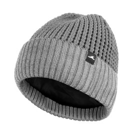 Achiou Winter Reflective Beanie Hat for Men Women, Warm Cuffed Winter Knit Hat Cap for Running Outdoor Sports High Visibility Grey