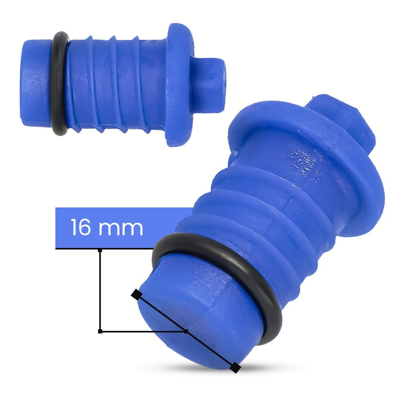 Pressure Test Plug 16mm PEX Blue Thread End Leakage Test