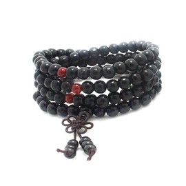 8mm*108pcs Mala Bracelet Necklace Men's Women's Tibetan Buddhist Buddha Meditation Prayer Bead Prayer Buddha Mala Chinese Knot (Black)
