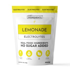 JUST INGREDIENTS Mezcla de bebida de electrolitos de limonada - Agua de coco, sal marina, oligoelementos - 30 porciones                               