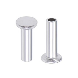uxcell 100 Pcs 3mm x 10mm Aluminum Flat Head Semi-Tubular Rivets Silver Tone