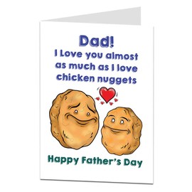 Funny Happy Father's Day Card Chicken Nugget Theme Blank Inside To Add Your Own Personal Dad Greeting