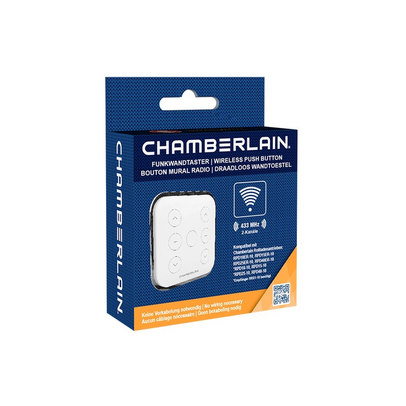 Chamberlain 2-Channel RTXW2-10 Wireless Wall Transmitter for Roller Shutter Drives,
