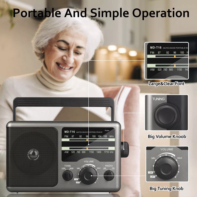 Jazmm AM FM Portable Radio Battery Operated Radio by 4X