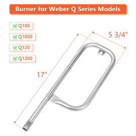 QuliMetal 304 Stainless Steel 60040 Grill Burner Tube for Weber Q1000, Q1200, Q100, Q120, Baby Q, 386001, 386002, 516002, 516001, 50060001, 51060001 Gas Grills, Replacement for 69957/41657, 17 Inch