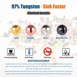 MUUNN 200pcs/lot Fly Tying Tungsten Beads,Slotted Tungsten Nymph Head Ball for Fly Tying Materials 2.0mm,Combination 4 Colors