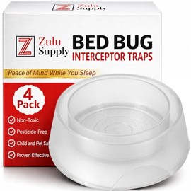 Bed Bug Interceptor Traps – Clear 4-Pack Passive Monitor & Detection Trap – Universal Fit for Bed & Furniture Legs – Reusable Non-Climbable Wall Pest Control Protection (Clear 4-Pack)