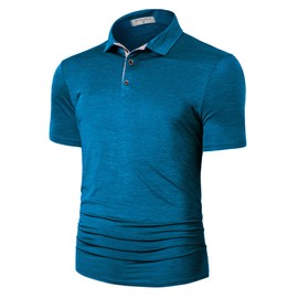 Derminpro Men's Lightweight Golf Polo Shirts Short Sleeve Quick Dry Performance Athletic T-Shirts Navy Large