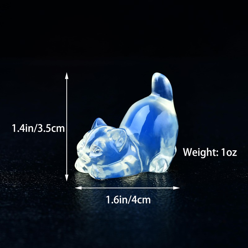 DZJXBZhu Opal Cat Crystal Statue Healing Crystal Reiki Meditation Pocket