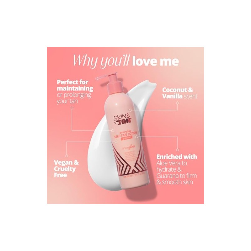 SKIN & TAN Body Glow Gradual Self Tan Lotion -