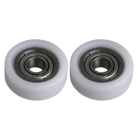 5 x 19 x 7 mm Hardware Replacement White Coated Round Nylon Pulley Wheels Roller Bearing for Sliding Window Door Pack of 4