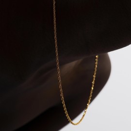 Hey Harper Gold Necklace For Women Trendy Necklace - 14K Golden PVD Coating Waterproof & Sweatproof Non Tarnish Jewelry Chain Necklaces (2mm 17.13' GB Rope Chain Necklace)