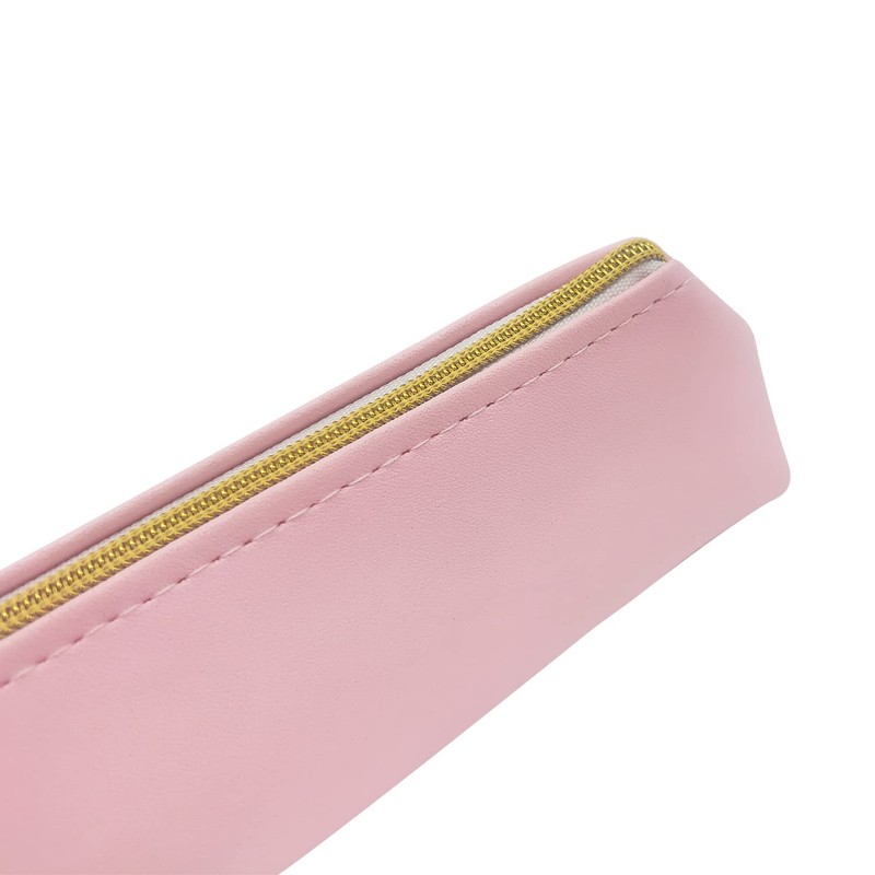 ALLY-MAGIC Leather Pencil Case Coloured Slim Pencil Case with Metallic