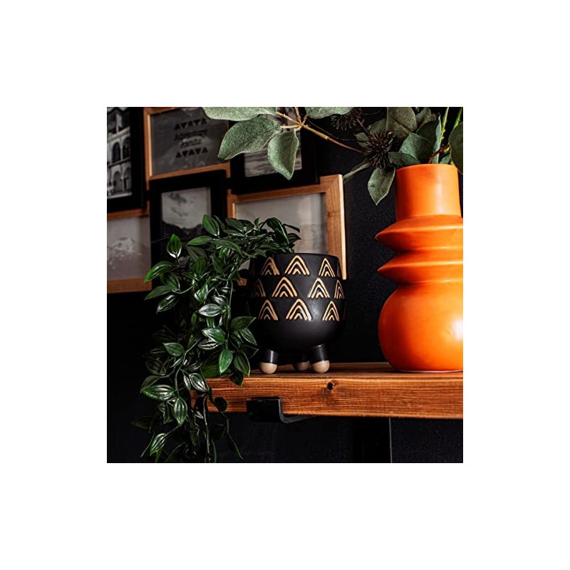 Sass & Belle Wax Resist Triangles Black Leggy Planter