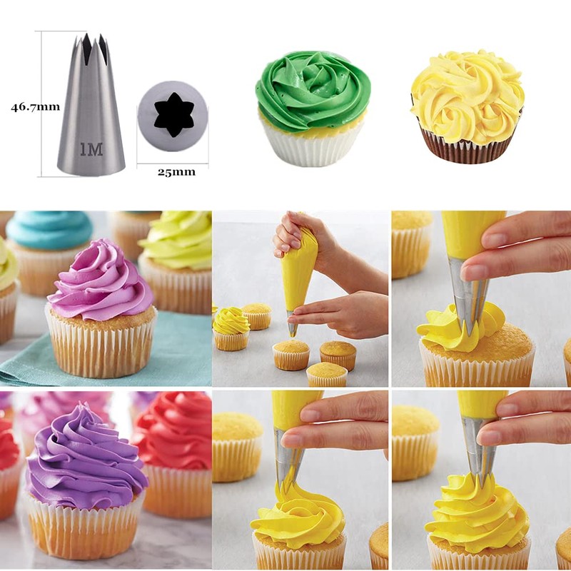 Tabiger Large Piping Tips, 6-Pack Cake Piping Nozzles Kit Stainless
