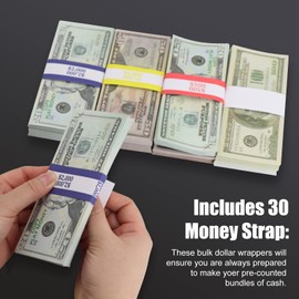 Mczxon Wooden Currency Money Cash Tray with 30 Currency Wrappers, Single Compartment Wooden Cash Money Currency Organizer Storage Change Box Case for Cash, Moneyboxes Currency Holder Cash for Money