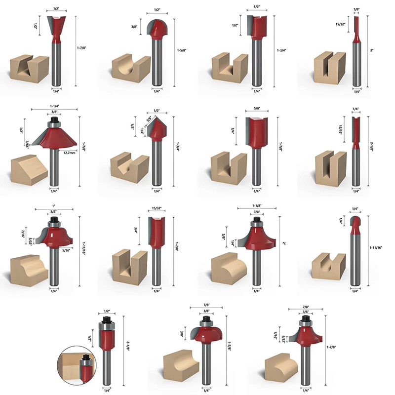 15 Pieces Professional Router Bit Set:YIDM Router Bit for Router