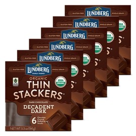 Lundberg Organic Thin Stackers Rice Cake, Decadent Dark Chocolate, Fair Trade, Kosher, USDA Certified Organic, Gluten Free & Non-GMO, 3.3 Ounce (Pack of 6)
