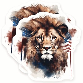 Lion Magnets - American Flag - Patriotic Decor - 2 Pack - 5" Wide Design - Sticks to Fridges, Lockers, Toolboxes & More - Made in USA - AQM2659